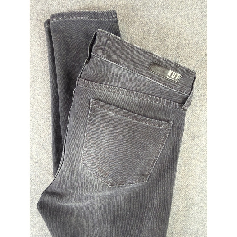 Kut from the Kloth Mia Toothpick Skinny Jeans Womens 4 Black Faded Stretch Denim